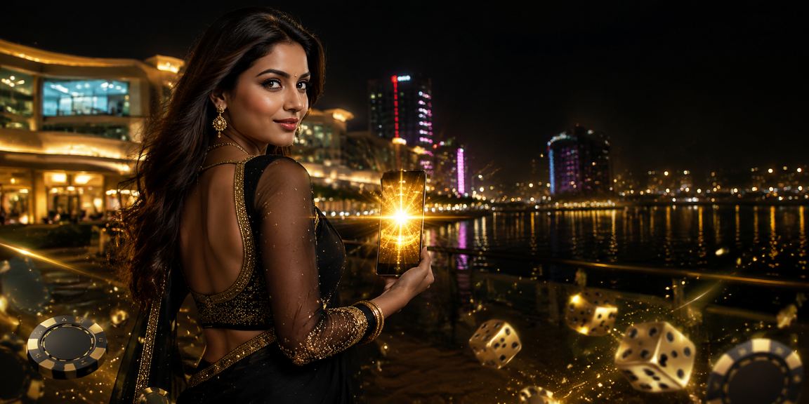 View of Bangalore MG Road with neon casino app advertisement
