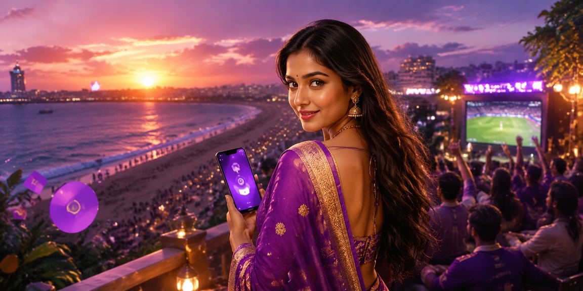 Person using smartphone for mobile deposit and bonus at Chennai Marina Beach
